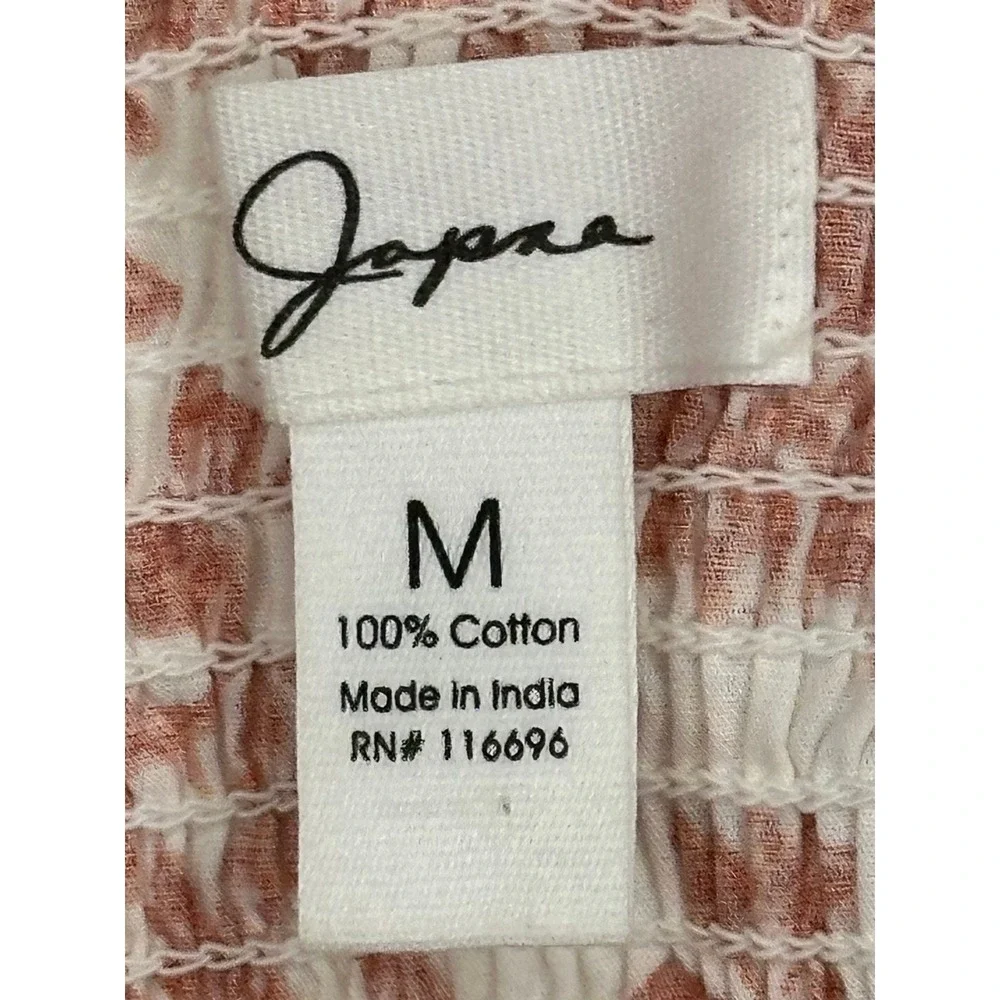 Goa Beachwear by Japna Tropical Leaf Print Smocked Midi Dress‎ XL Orange Green